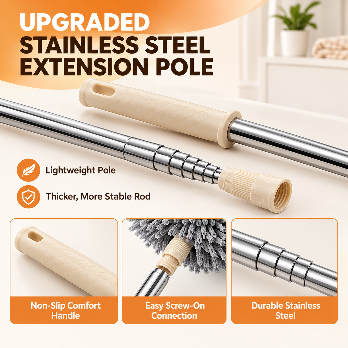 360° Rotating Extendable Microfiber Duster for Ceiling Fans & Hard-to-Reach Areas