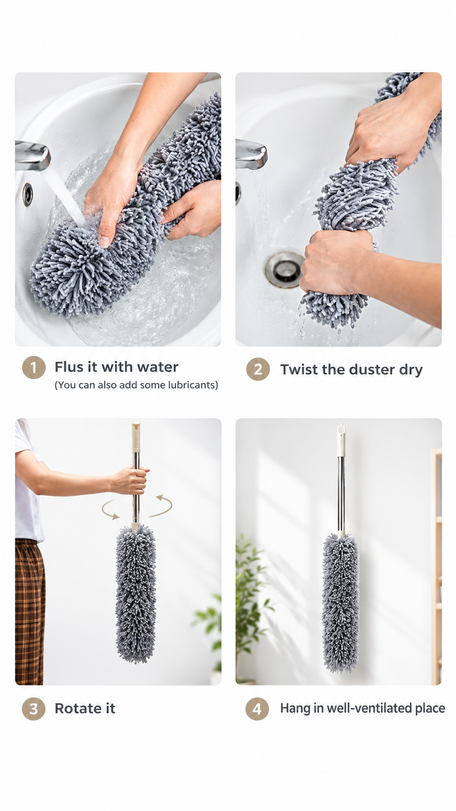 360° Rotating Extendable Microfiber Duster for Ceiling Fans & Hard-to-Reach Areas