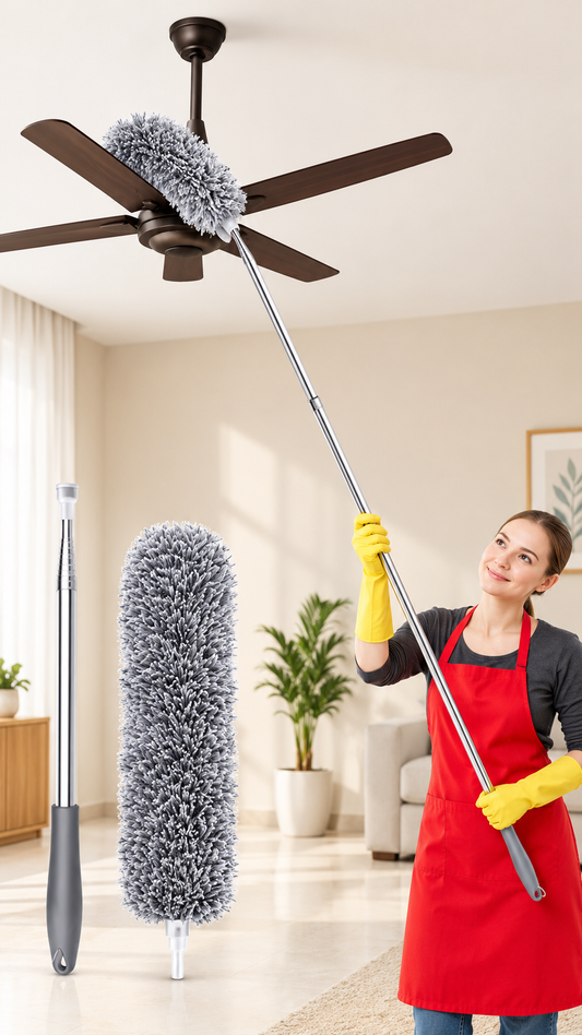 360° Rotating Extendable Microfiber Duster for Ceiling Fans & Hard-to-Reach Areas